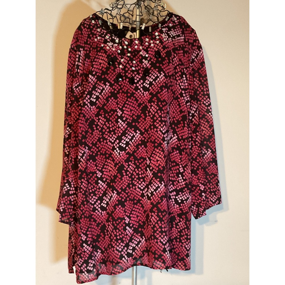 Maggie‎ Barnes Pink Snakeskin Jewel Neck Tunic Top Plus Size 1X 18/20W Blouse